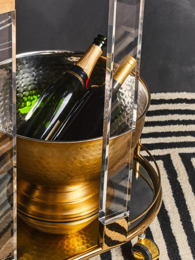 Ankara Gold Stainless Steel Champagne Bowl with Hammered Effect