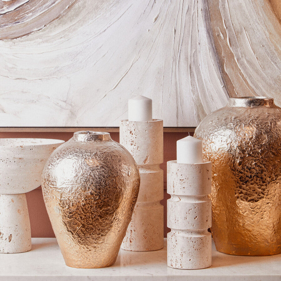 Large Ombre Silver and Gold Finish Vase | Dion