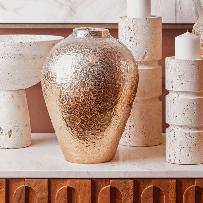 Large Ombre Silver and Gold Finish Vase | Dion