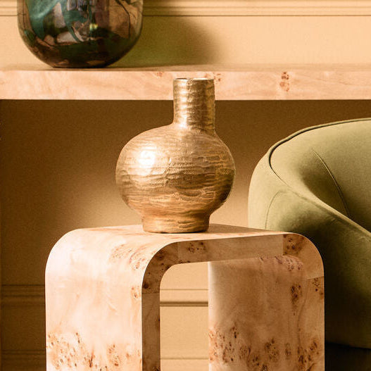 Small Abstract Gold Finish Vase | Deomali