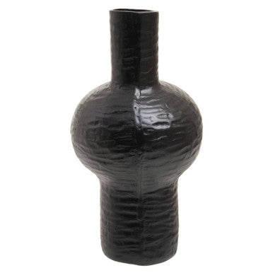 Large Abstract Black Finish Vase | Deomali