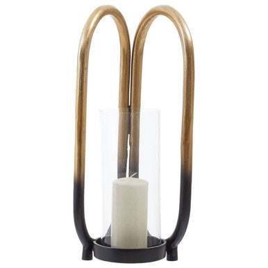 Large Ombre Black and Gold Finish Candle Holder | Deomali
