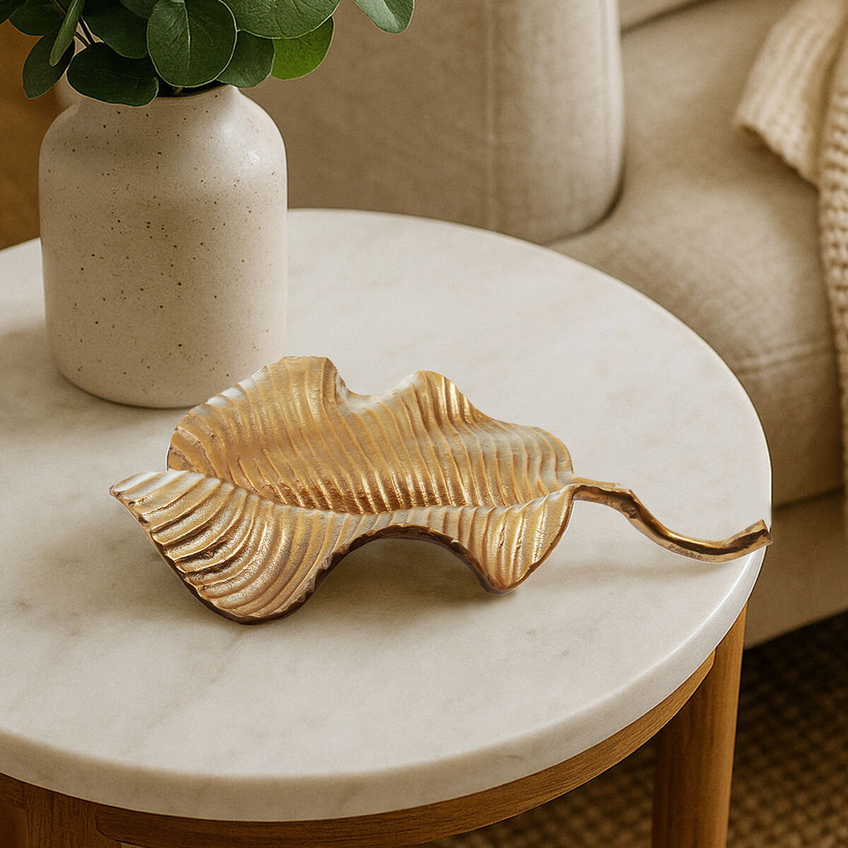 Gold Finish Aluminium Leaf Dish | Prato
