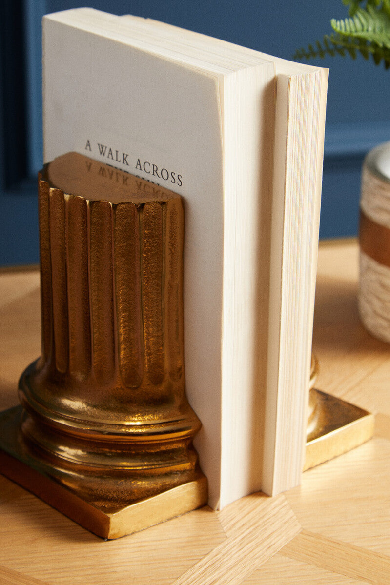 Set of 2 Gold Pillar Bookends | Kensington Townhouse