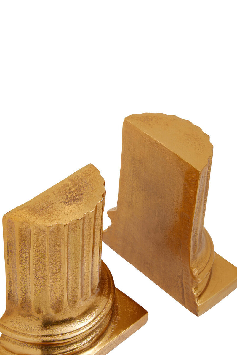 Set of 2 Gold Pillar Bookends | Kensington Townhouse
