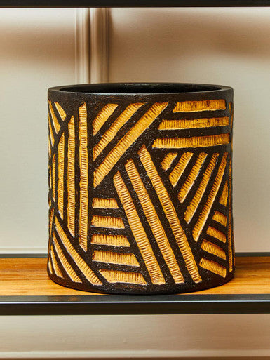 Natural and Black Planter | Darnell
