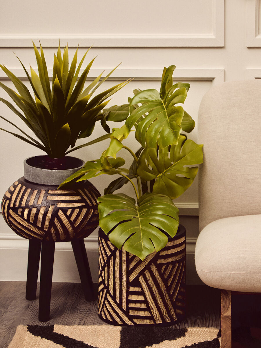 Natural and Black Planter | Darnell