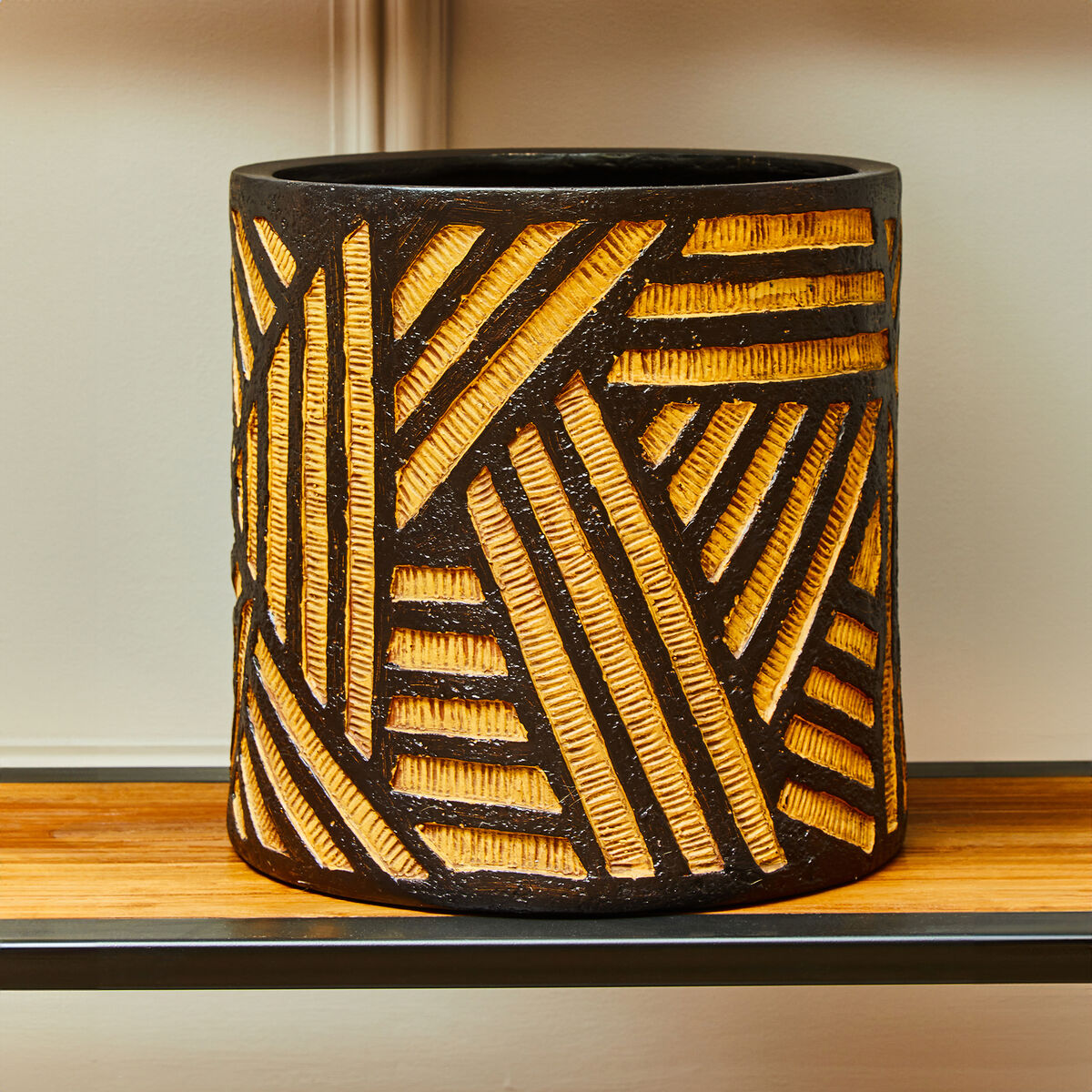 Natural and Black Planter | Darnell