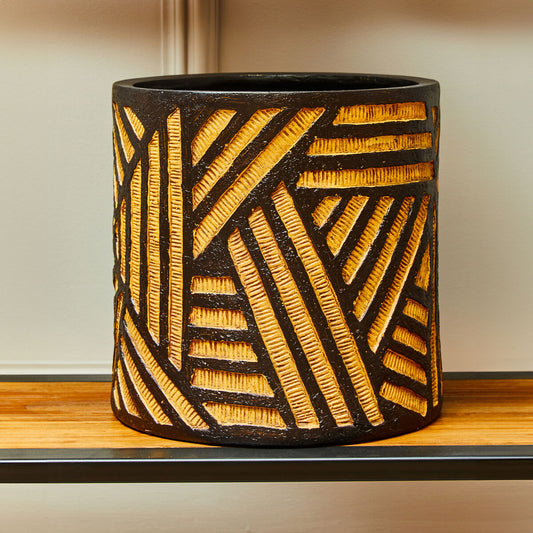 Natural and Black Planter | Darnell