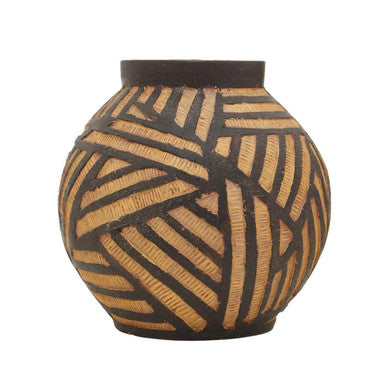 Round Natural and Black Vase | Darnell