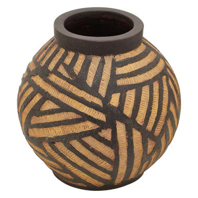 Round Natural and Black Vase | Darnell