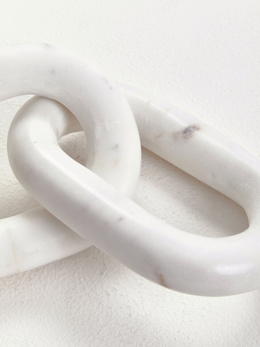 White Marble Three Link Chain Sculpture | Nason