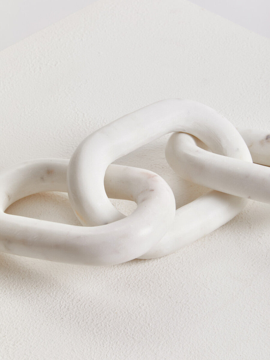 White Marble Three Link Chain Sculpture | Nason