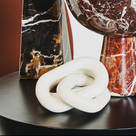 White Marble Three Link Chain Sculpture | Nason