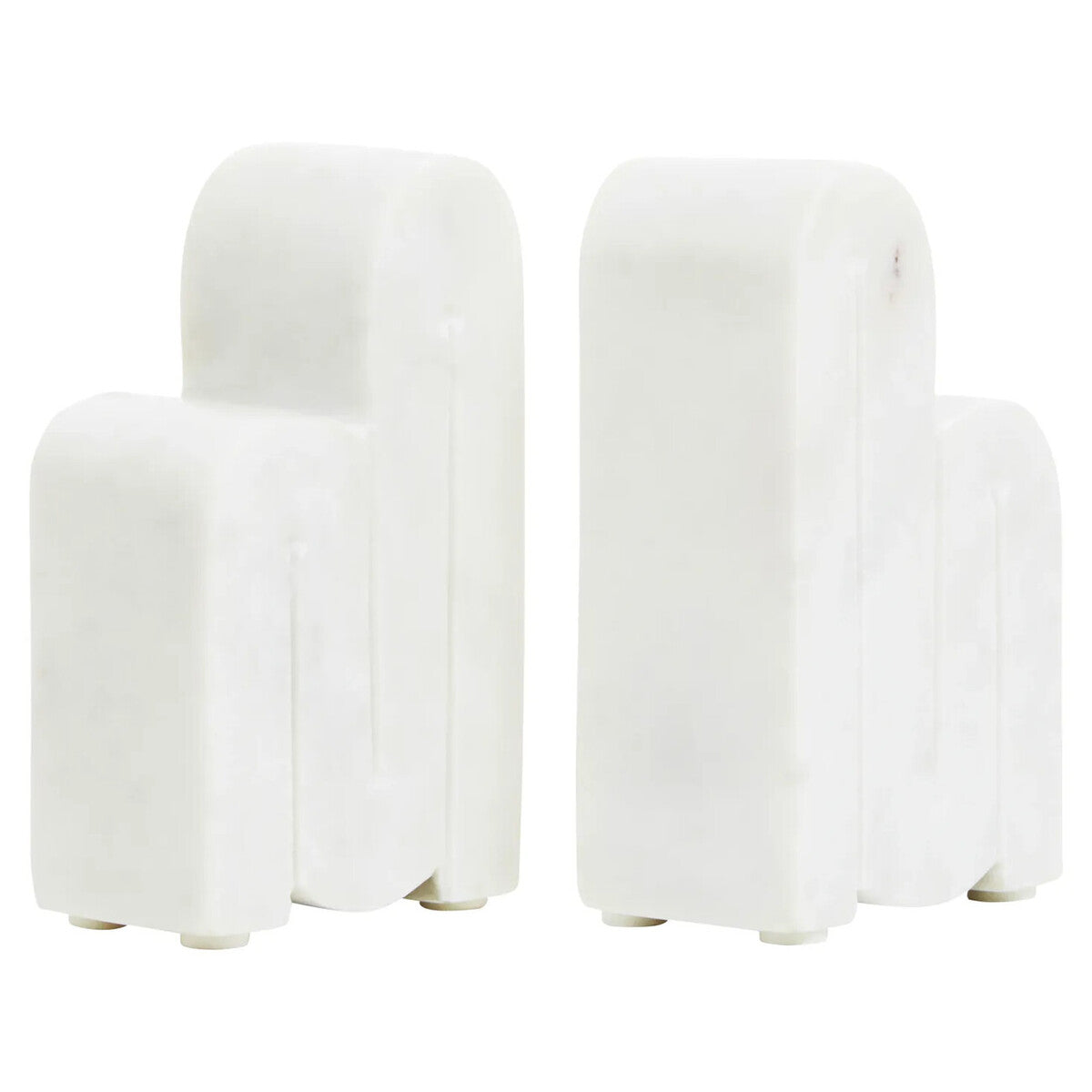 Set of Two White Marble Bookends | Nason