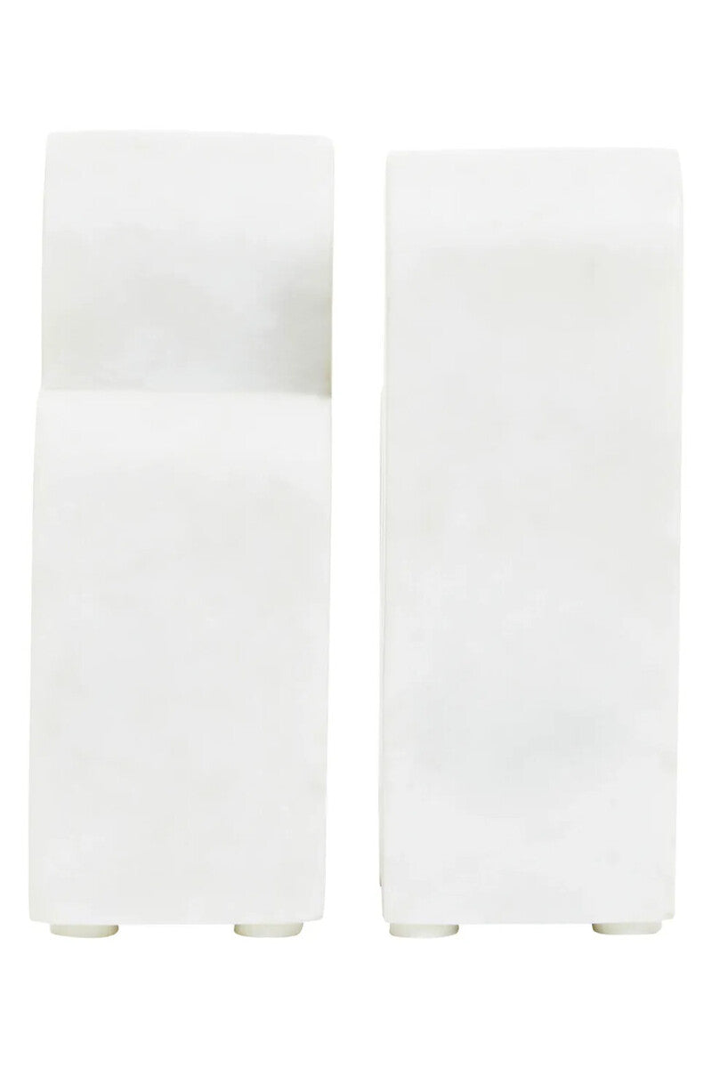 Set of Two White Marble Bookends | Nason