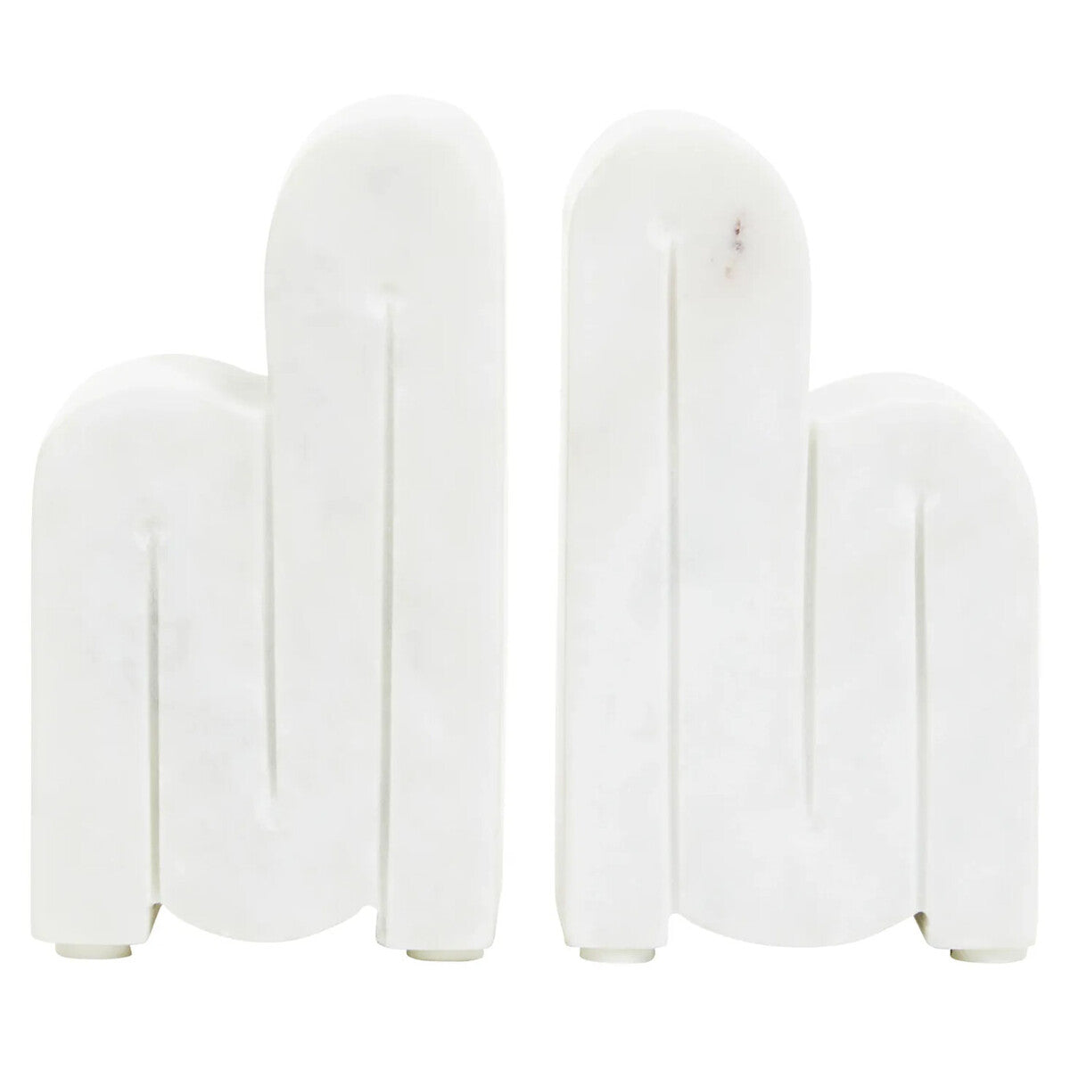 Set of Two White Marble Bookends | Nason