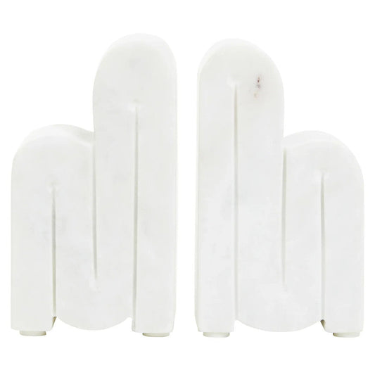 Set of Two White Marble Bookends | Nason