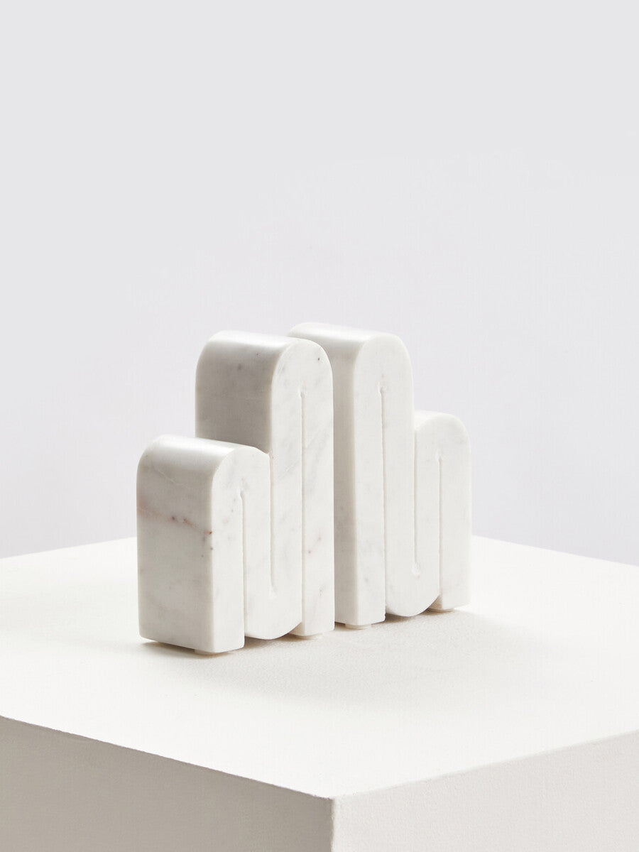 Set of Two White Marble Bookends | Nason