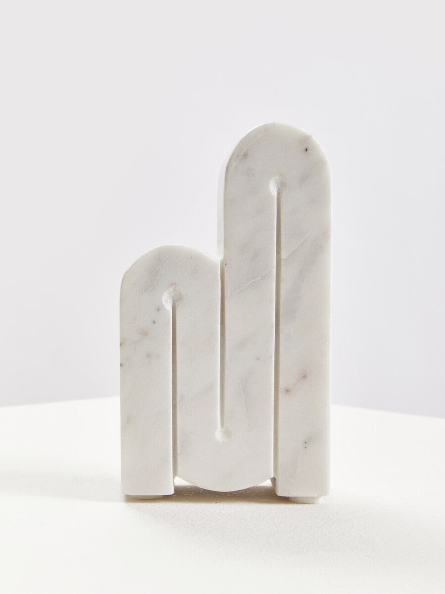 Set of Two White Marble Bookends | Nason
