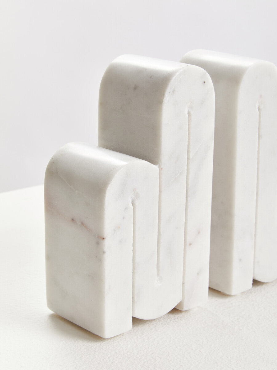 Set of Two White Marble Bookends | Nason