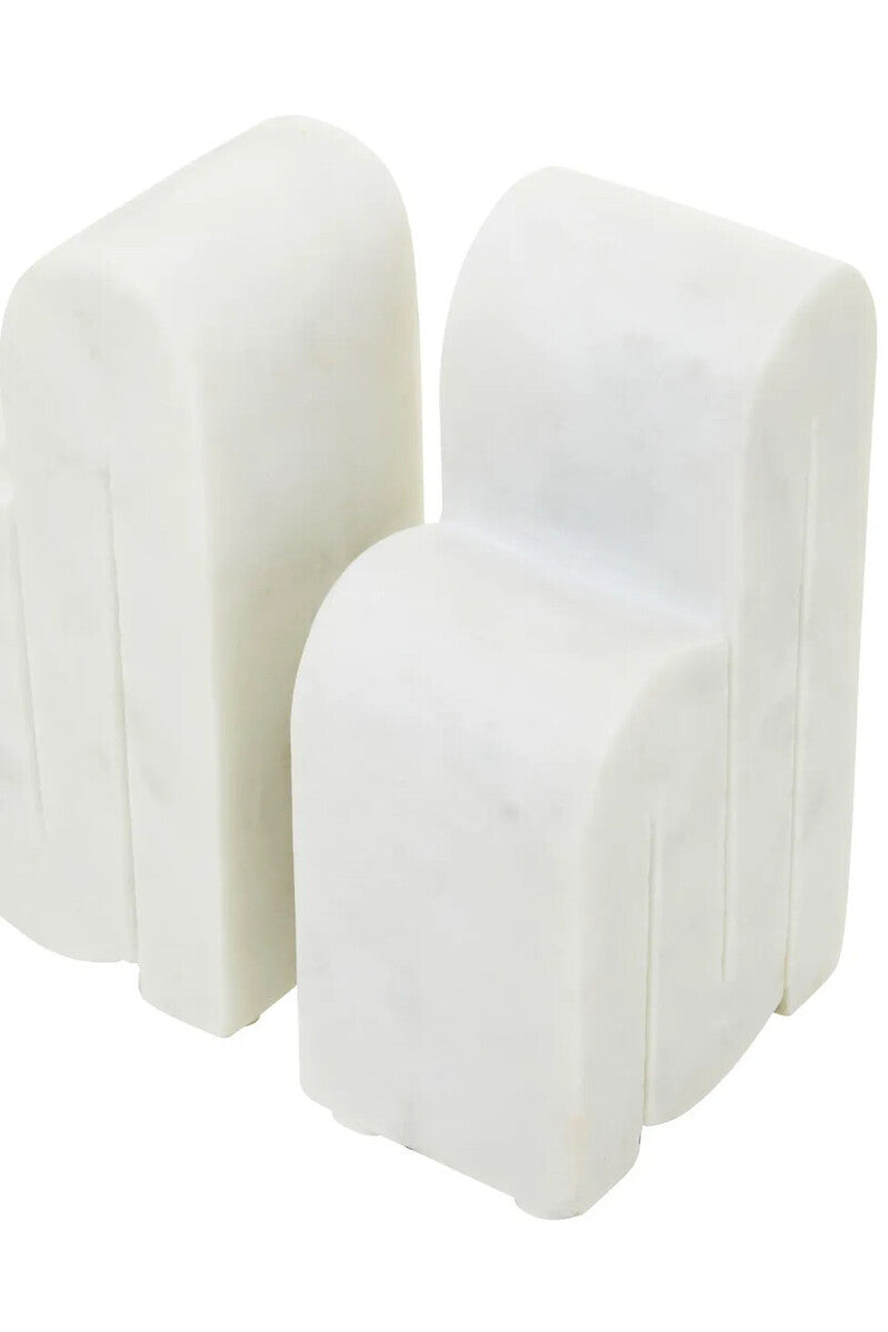 Set of Two White Marble Bookends | Nason
