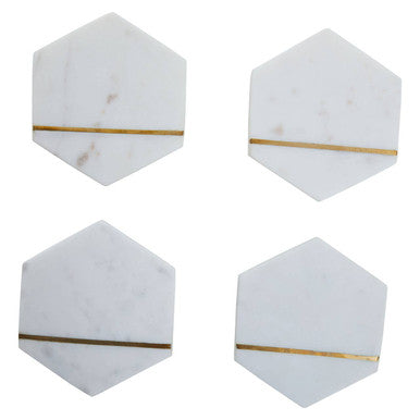 Set of Four White Marble Coasters | SENA