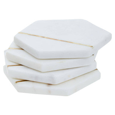 Set of Four White Marble Coasters | SENA