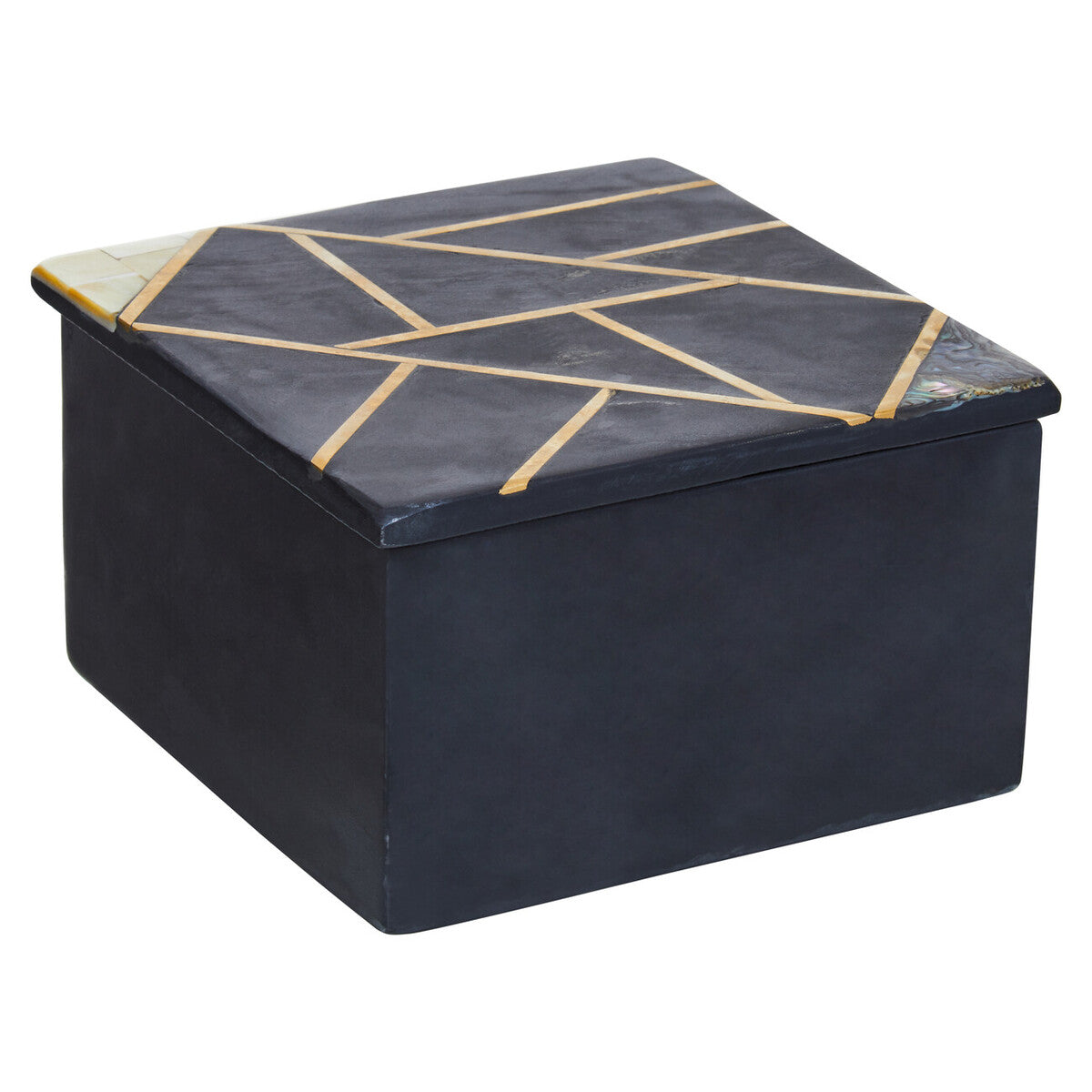 Small Black Slate with Mother of Pearl Inlay Trinket Box | Oriana