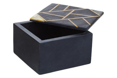 Small Black Slate with Mother of Pearl Inlay Trinket Box | Oriana