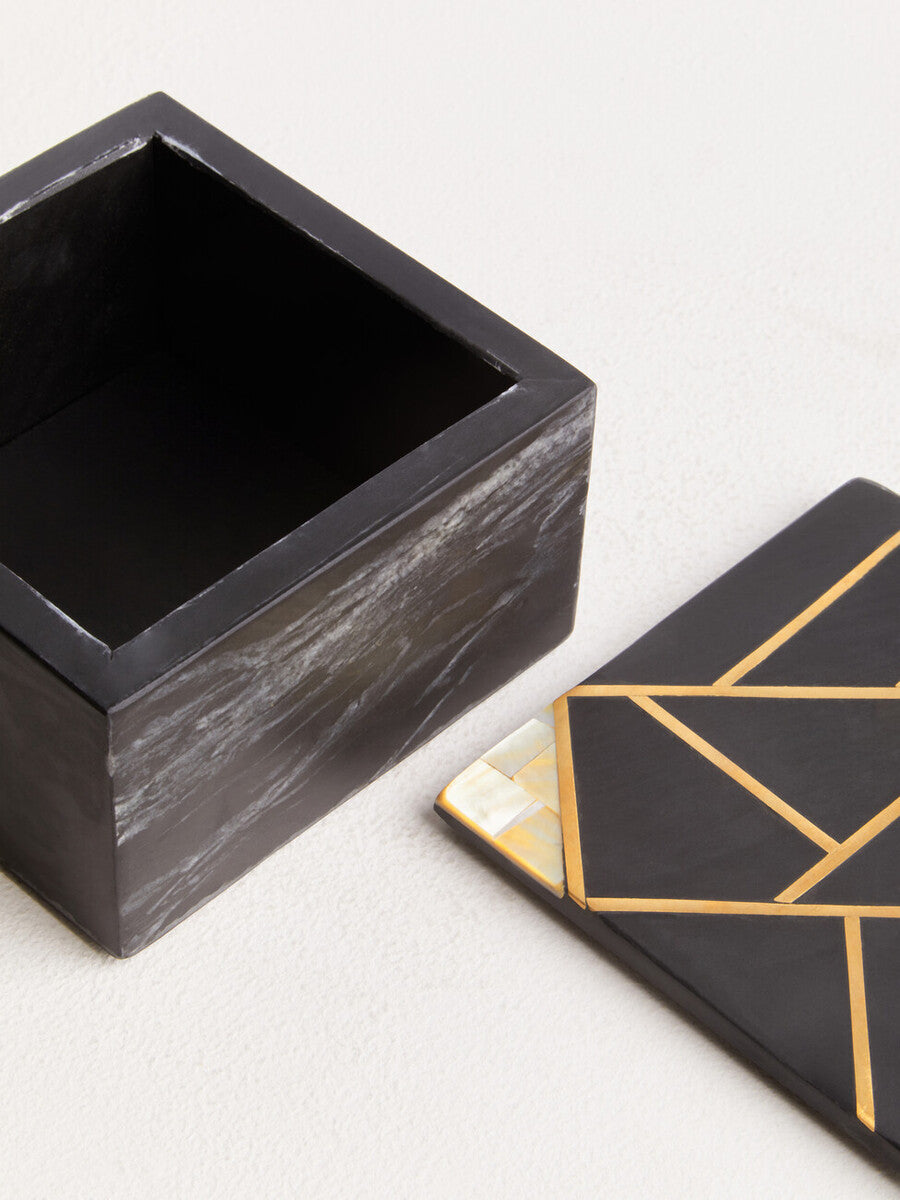 Small Black Slate with Mother of Pearl Inlay Trinket Box | Oriana