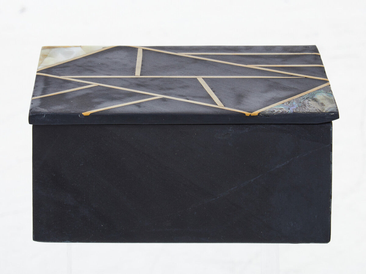 Large Black Slate with Mother of Pearl Inlay Trinket Box | Oriana