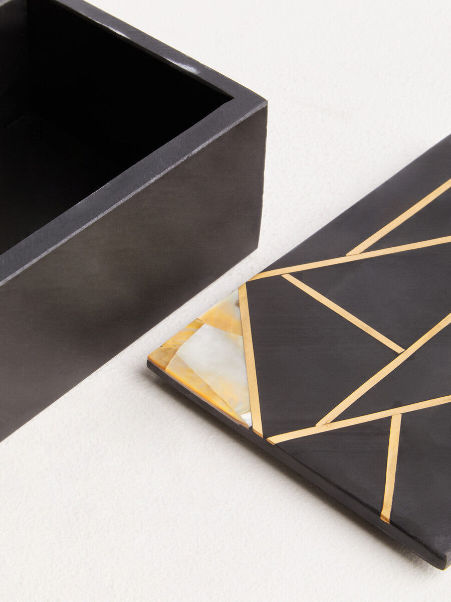 Large Black Slate with Mother of Pearl Inlay Trinket Box | Oriana