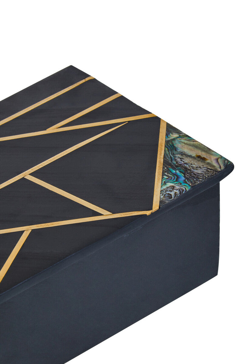 Large Black Slate with Mother of Pearl Inlay Trinket Box | Oriana
