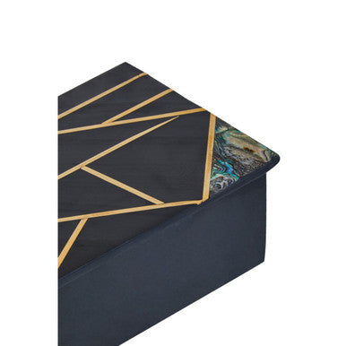 Large Black Slate with Mother of Pearl Inlay Trinket Box | Oriana