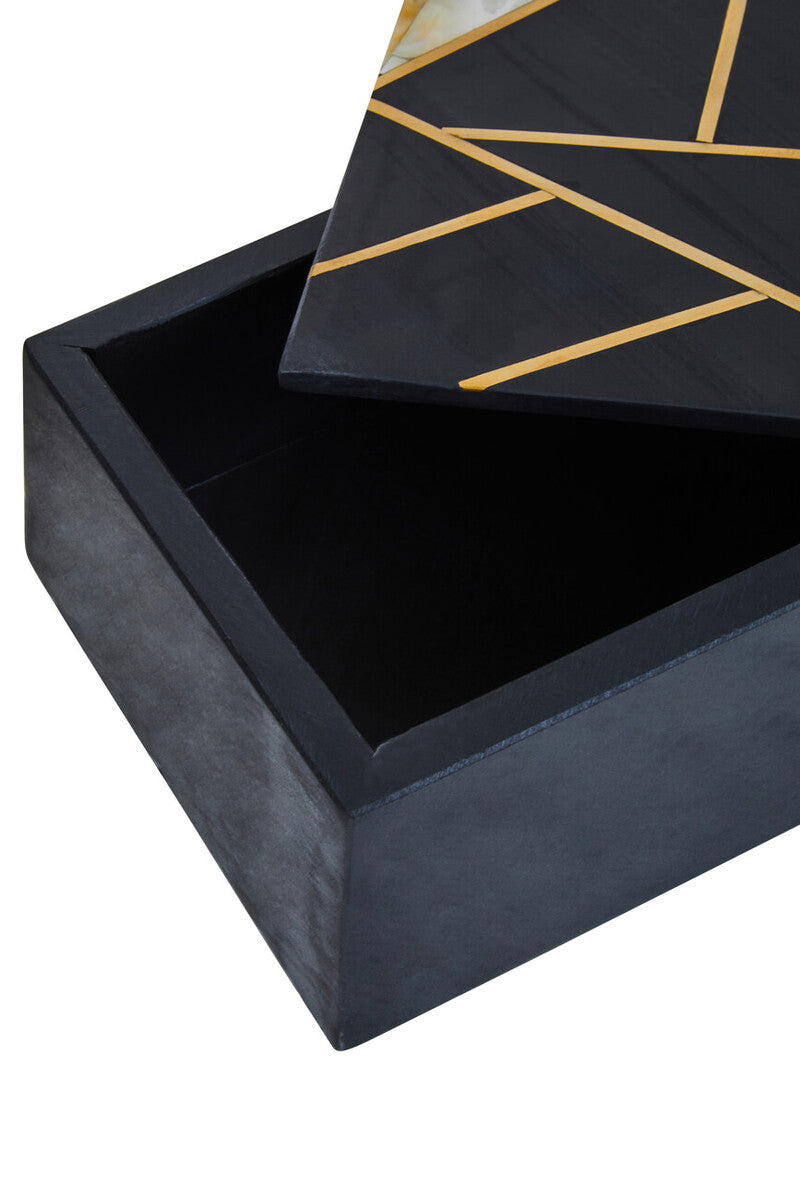 Large Black Slate with Mother of Pearl Inlay Trinket Box | Oriana