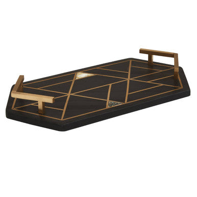 Black Slate with Mother of Pearl Inlay Tray | Oriana