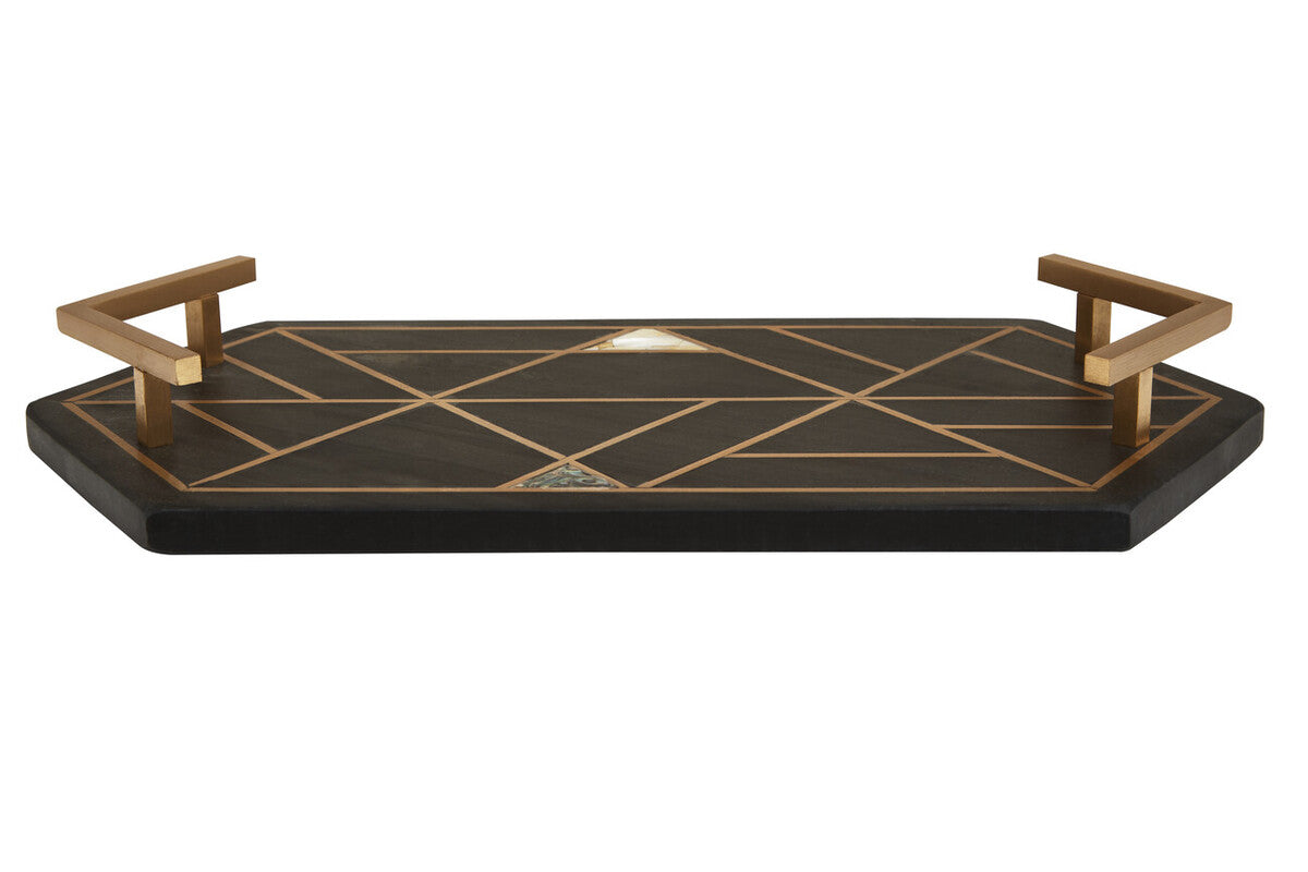 Black Slate with Mother of Pearl Inlay Tray | Oriana