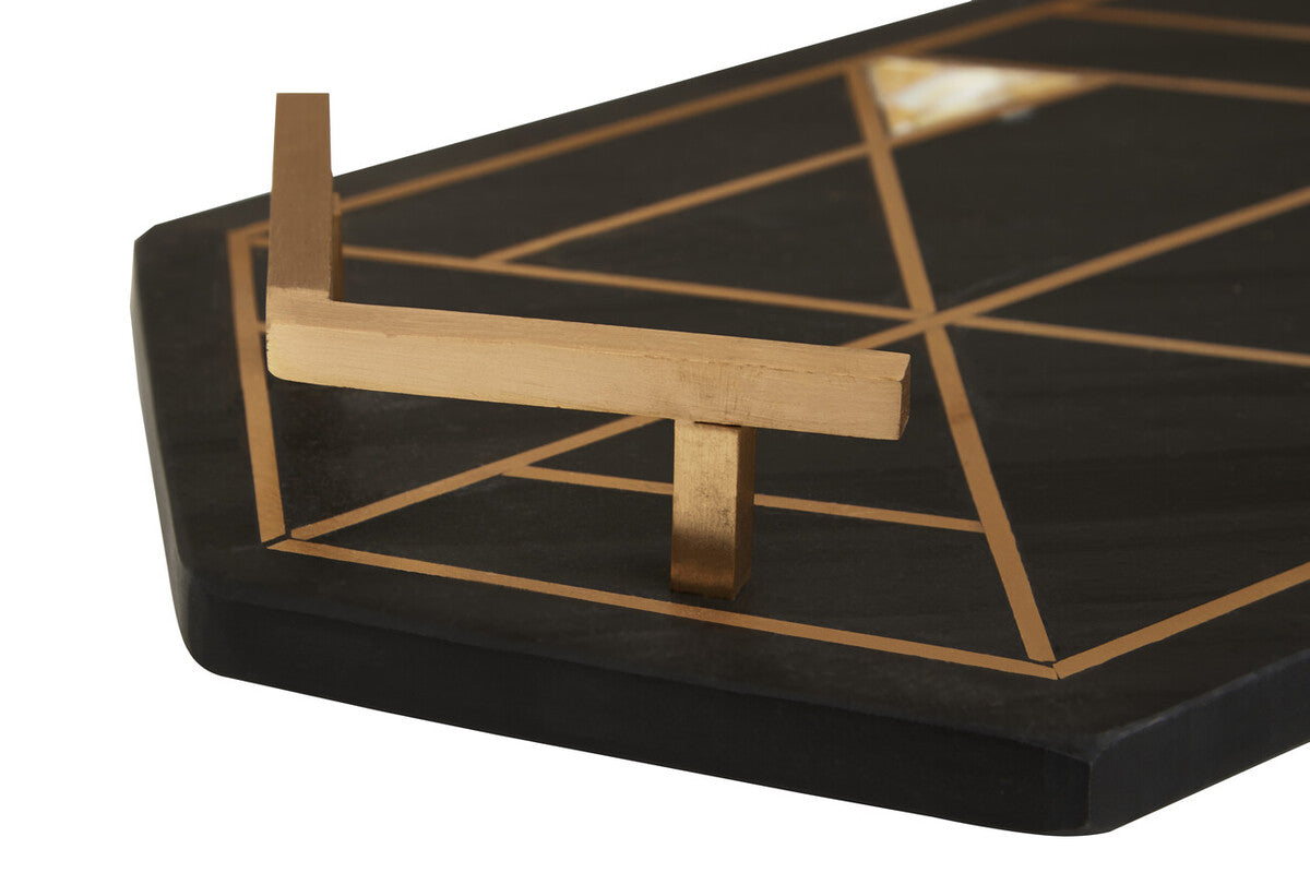 Black Slate with Mother of Pearl Inlay Tray | Oriana