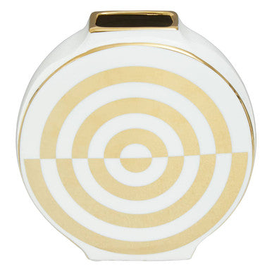 Gold and White Ceramic Round Vase | Curva