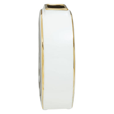 Gold and White Ceramic Round Vase | Curva