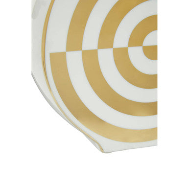 Gold and White Ceramic Round Vase | Curva