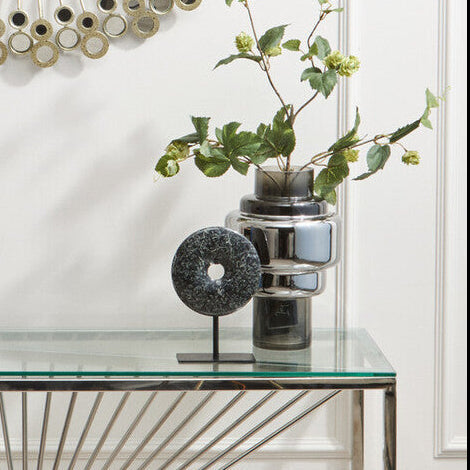 Small Smoked Black and Silver Vase | Cayden