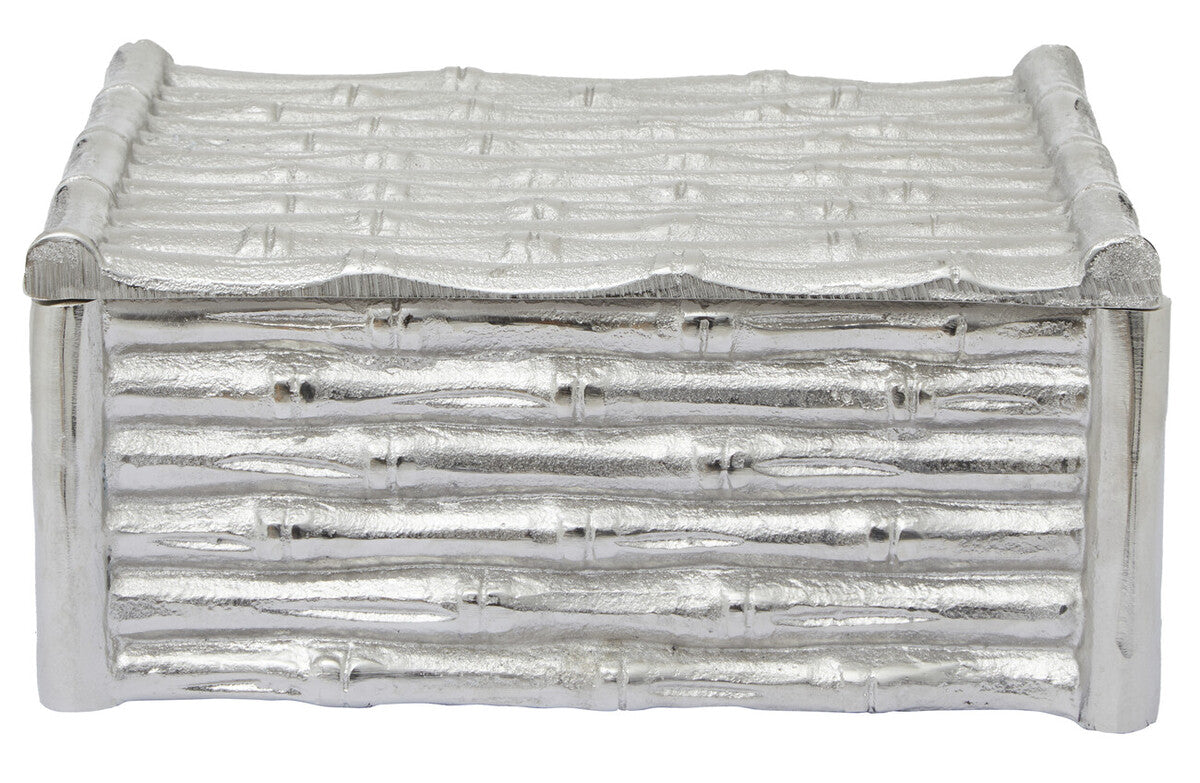 Large Silver Finish Bamboo Effect Trinket Box | Hiba