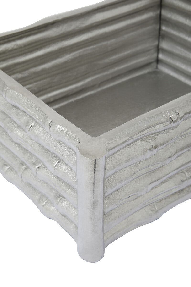 Large Silver Finish Bamboo Effect Trinket Box | Hiba