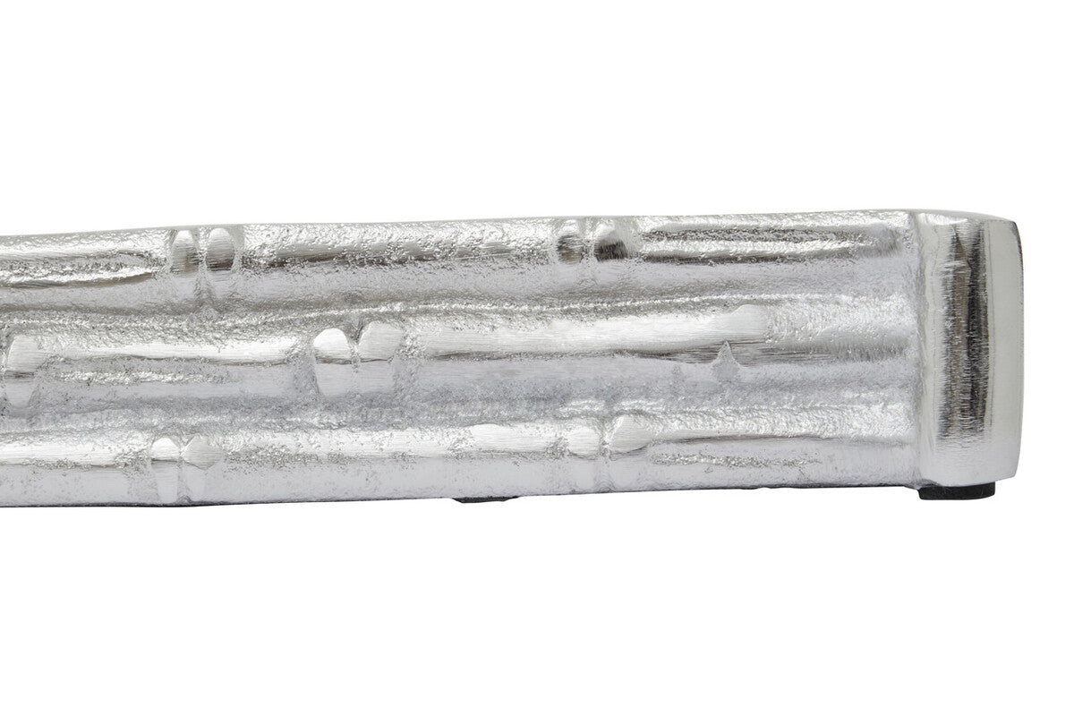 Silver Finish Bamboo Effect Mirrored Tray | Hiba