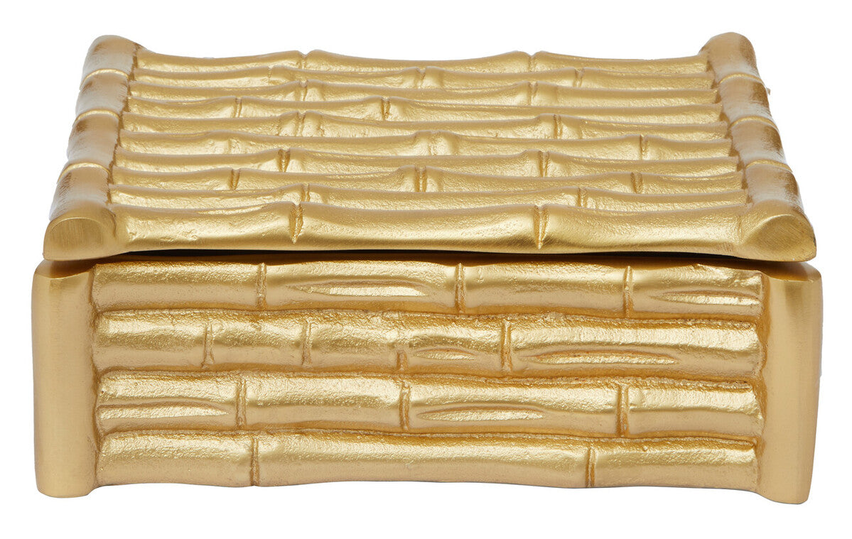 Small Gold Finish Bamboo Effect Trinket Box | Hiba