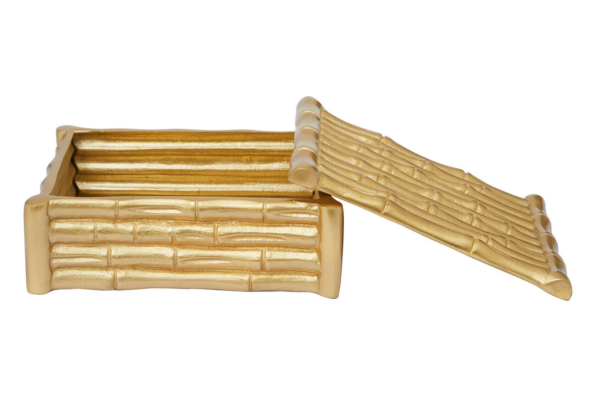 Small Gold Finish Bamboo Effect Trinket Box | Hiba