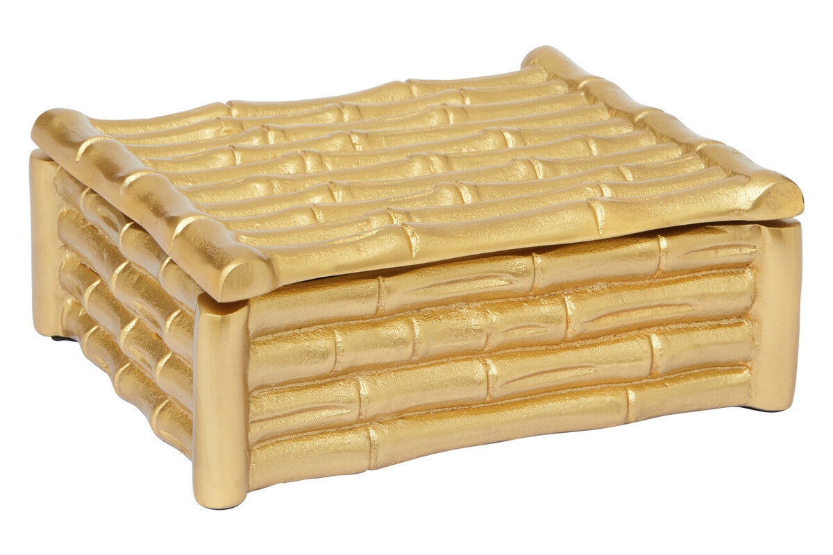 Small Gold Finish Bamboo Effect Trinket Box | Hiba