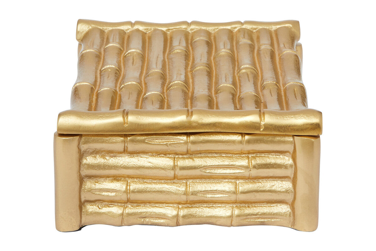 Small Gold Finish Bamboo Effect Trinket Box | Hiba